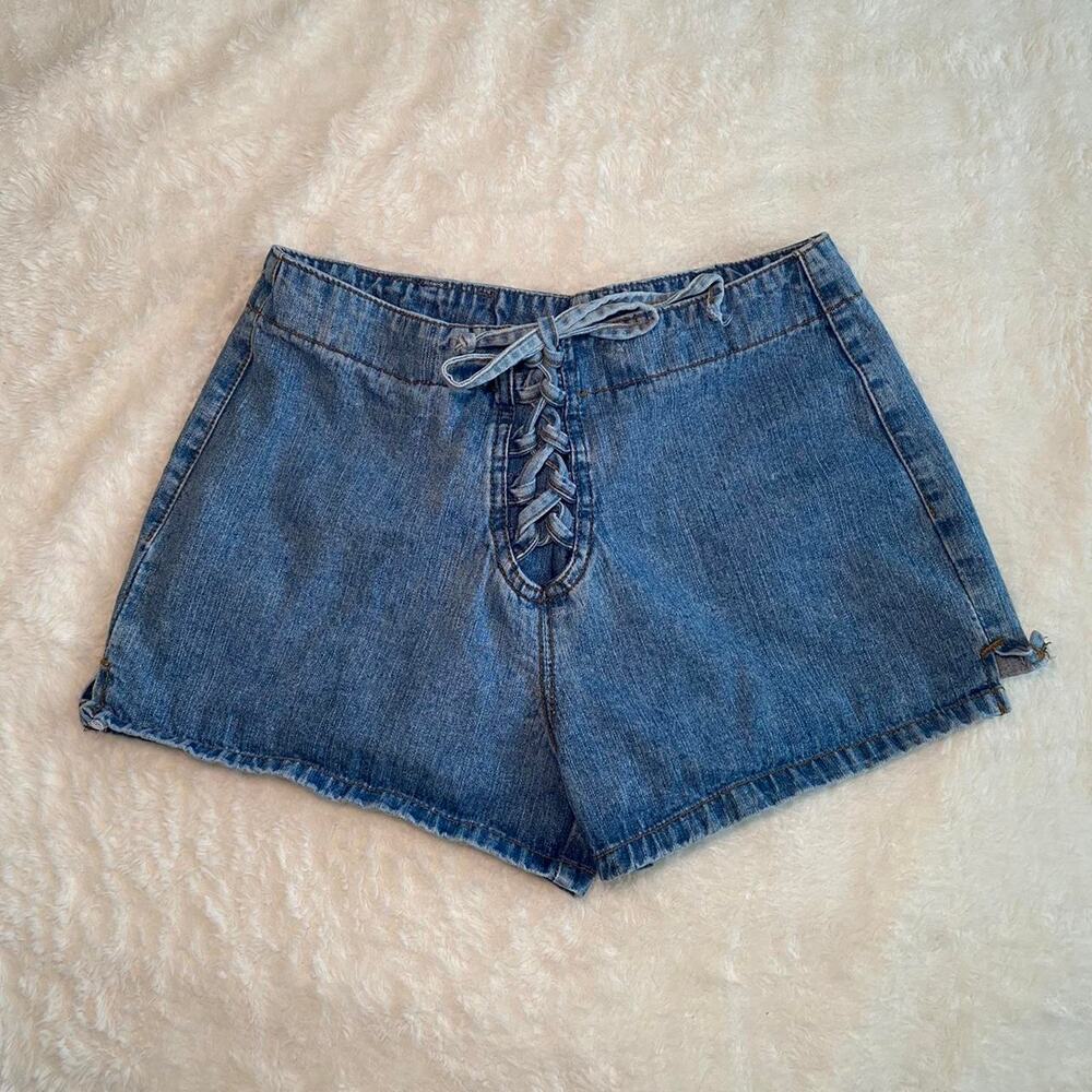 Y2K Be Bop Lace-Up Denim Shorts